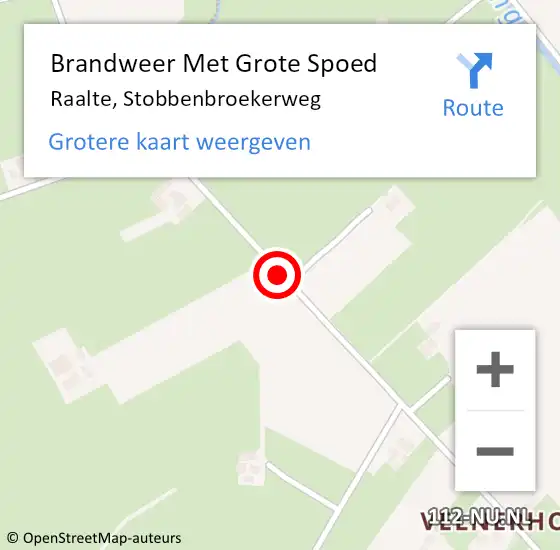 Locatie op kaart van de 112 melding: Brandweer Met Grote Spoed Naar Raalte, Stobbenbroekerweg op 24 december 2020 19:33