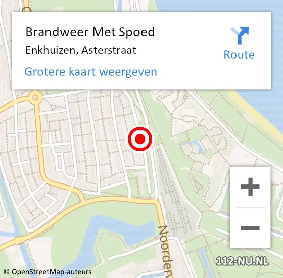 Locatie op kaart van de 112 melding: Brandweer Met Spoed Naar Enkhuizen, Asterstraat op 24 december 2020 20:14