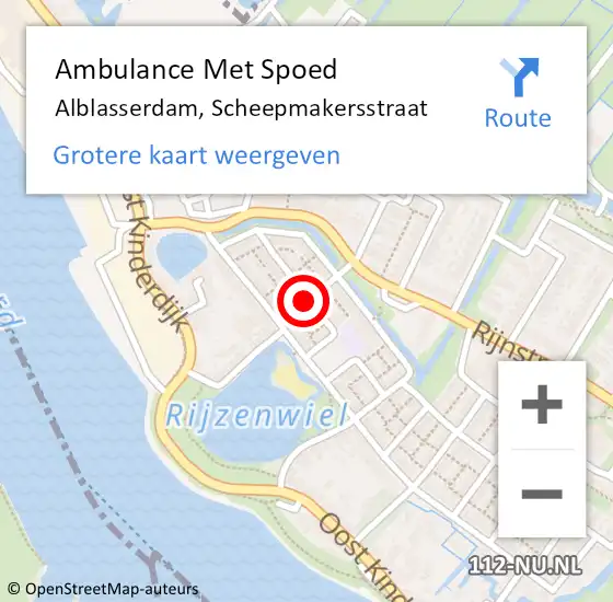 Locatie op kaart van de 112 melding: Ambulance Met Spoed Naar Alblasserdam, Scheepmakersstraat op 24 december 2020 21:43
