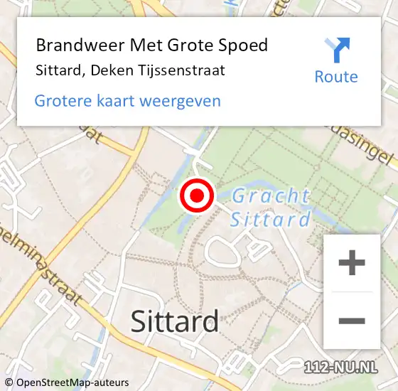 Locatie op kaart van de 112 melding: Brandweer Met Grote Spoed Naar Sittard, Deken Tijssenstraat op 25 december 2020 00:17