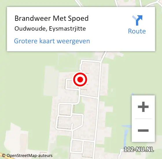 Locatie op kaart van de 112 melding: Brandweer Met Spoed Naar Oudwoude, Eysmastrjitte op 25 december 2020 00:40