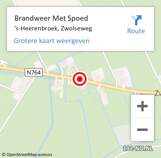 Locatie op kaart van de 112 melding: Brandweer Met Spoed Naar 's-Heerenbroek, Zwolseweg op 25 december 2020 00:43