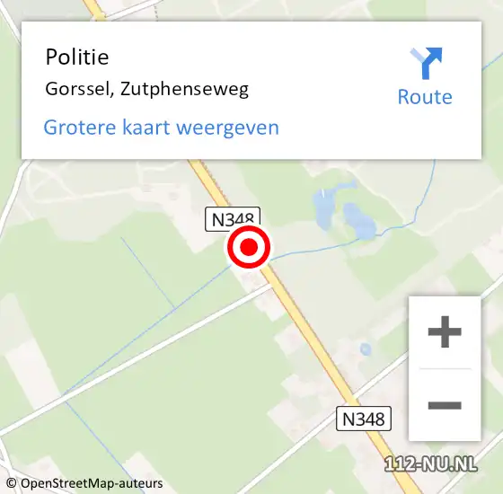 Locatie op kaart van de 112 melding: Politie Gorssel, Zutphenseweg op 25 december 2020 01:03