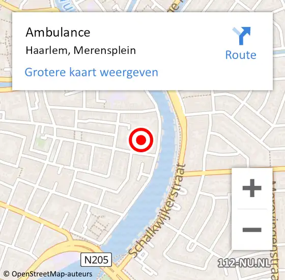 Locatie op kaart van de 112 melding: Ambulance Haarlem, Merensplein op 25 december 2020 02:46