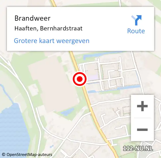 Locatie op kaart van de 112 melding: Brandweer Haaften, Bernhardstraat op 25 december 2020 03:46