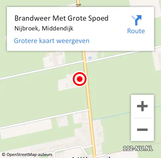 Locatie op kaart van de 112 melding: Brandweer Met Grote Spoed Naar Nijbroek, Middendijk op 28 mei 2014 14:02