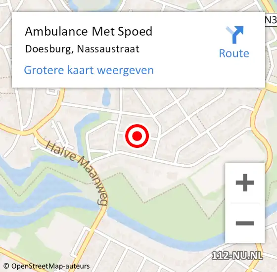 Locatie op kaart van de 112 melding: Ambulance Met Spoed Naar Doesburg, Nassaustraat op 25 december 2020 10:19