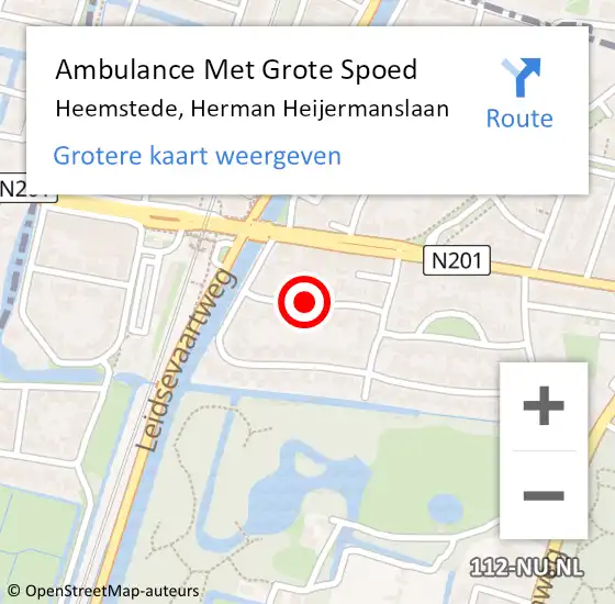 Locatie op kaart van de 112 melding: Ambulance Met Grote Spoed Naar Heemstede, Herman Heijermanslaan op 25 december 2020 10:33