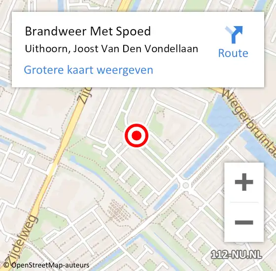 Locatie op kaart van de 112 melding: Brandweer Met Spoed Naar Uithoorn, Joost Van Den Vondellaan op 25 december 2020 11:32