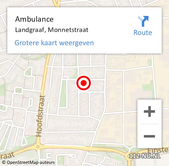 Locatie op kaart van de 112 melding: Ambulance Landgraaf, Monnetstraat op 28 mei 2014 14:22