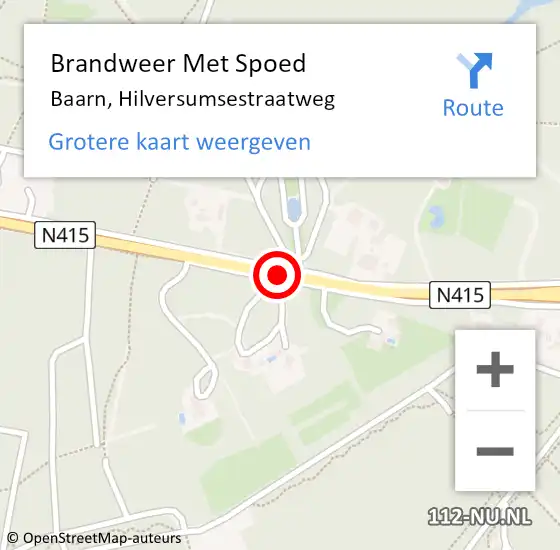 Locatie op kaart van de 112 melding: Brandweer Met Spoed Naar Baarn, N415 op 25 december 2020 13:25
