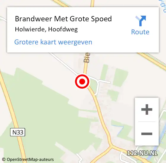 Locatie op kaart van de 112 melding: Brandweer Met Grote Spoed Naar Holwierde, Hoofdweg op 25 december 2020 13:43