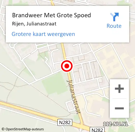 Locatie op kaart van de 112 melding: Brandweer Met Grote Spoed Naar Rijen, Julianastraat op 25 december 2020 13:43
