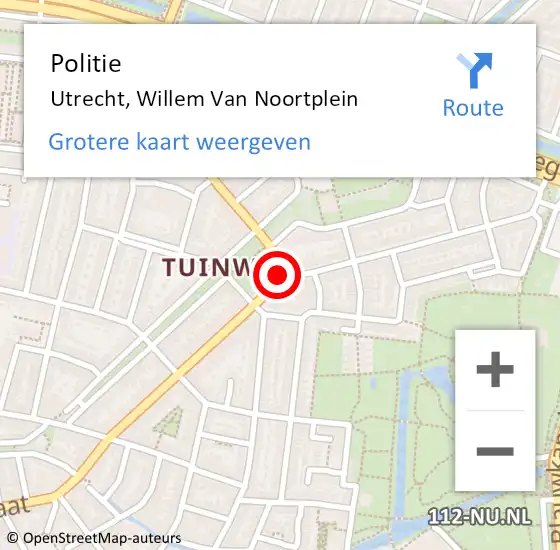 Locatie op kaart van de 112 melding: Politie Utrecht, Willem Van Noortplein op 25 december 2020 13:57