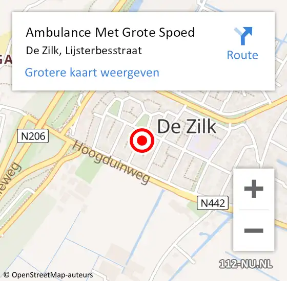 Locatie op kaart van de 112 melding: Ambulance Met Grote Spoed Naar De Zilk, Lijsterbesstraat op 28 mei 2014 14:26