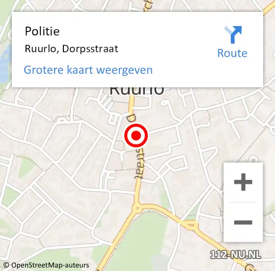 Locatie op kaart van de 112 melding: Politie Ruurlo, Dorpsstraat op 25 december 2020 14:52