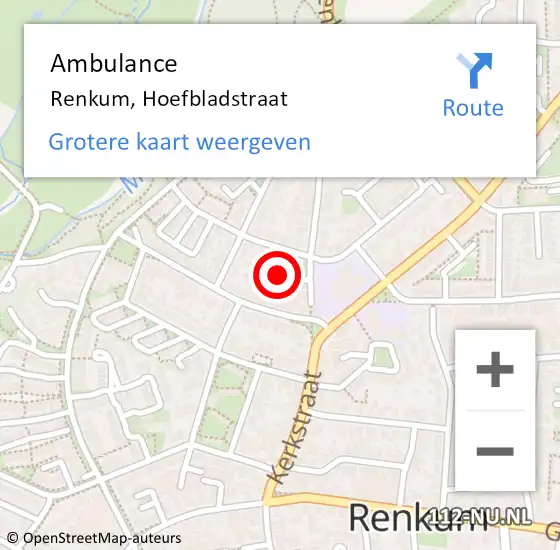 Locatie op kaart van de 112 melding: Ambulance Renkum, Hoefbladstraat op 25 december 2020 15:43