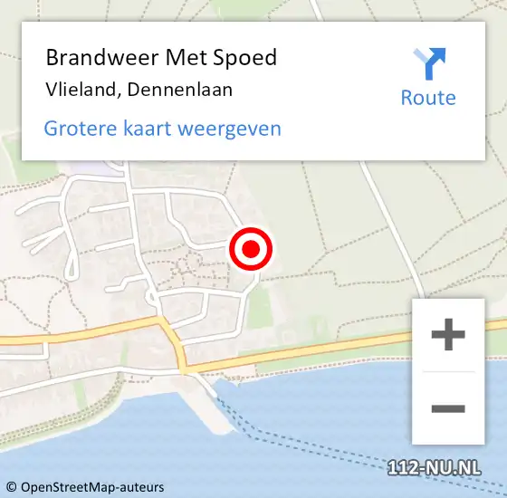 Locatie op kaart van de 112 melding: Brandweer Met Spoed Naar Vlieland, Dennenlaan op 25 december 2020 15:52