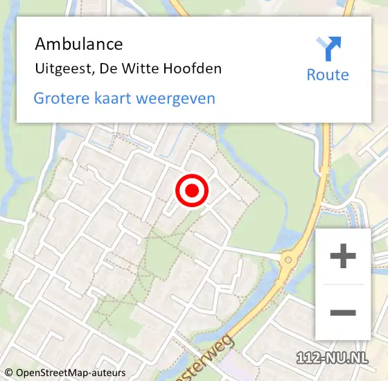 Locatie op kaart van de 112 melding: Ambulance Uitgeest, De Witte Hoofden op 25 december 2020 16:11