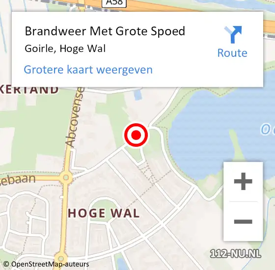 Locatie op kaart van de 112 melding: Brandweer Met Grote Spoed Naar Goirle, Hoge Wal op 25 december 2020 16:26