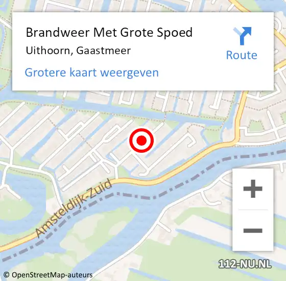 Locatie op kaart van de 112 melding: Brandweer Met Grote Spoed Naar Uithoorn, Gaastmeer op 25 december 2020 17:41