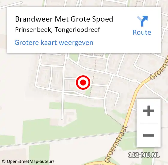 Locatie op kaart van de 112 melding: Brandweer Met Grote Spoed Naar Prinsenbeek, Tongerloodreef op 25 december 2020 18:45