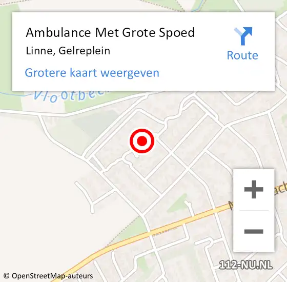 Locatie op kaart van de 112 melding: Ambulance Met Grote Spoed Naar Linne, Gelreplein op 25 december 2020 19:28