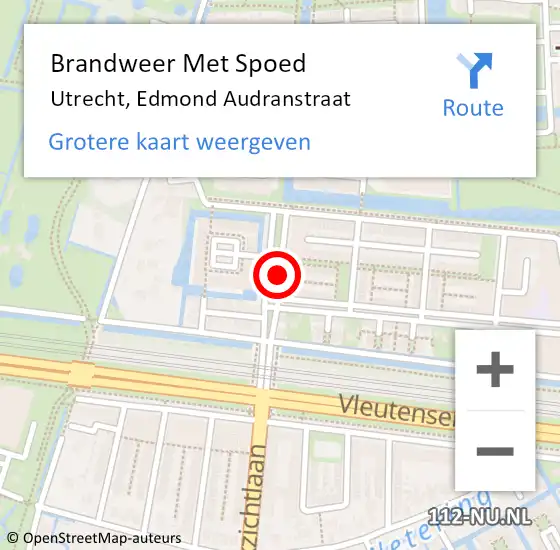 Locatie op kaart van de 112 melding: Brandweer Met Spoed Naar Utrecht, Edmond Audranstraat op 25 december 2020 20:32