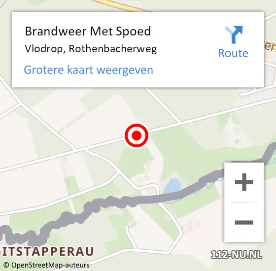 Locatie op kaart van de 112 melding: Brandweer Met Spoed Naar Vlodrop, Rothenbacherweg op 25 december 2020 23:44