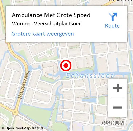 Locatie op kaart van de 112 melding: Ambulance Met Grote Spoed Naar Wormer, Veerschuitplantsoen op 26 december 2020 00:01