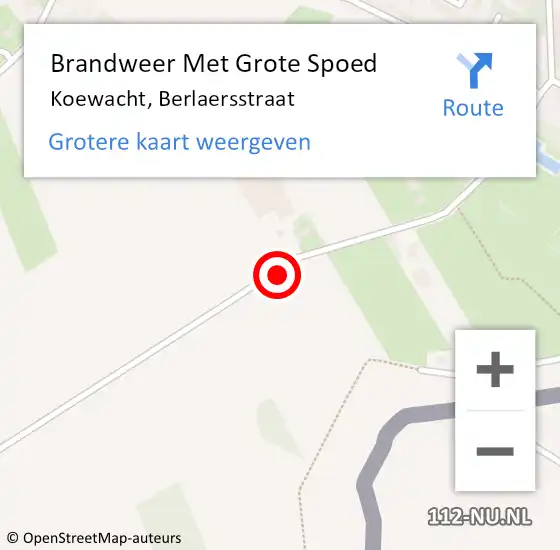 Locatie op kaart van de 112 melding: Brandweer Met Grote Spoed Naar Koewacht, Berlaersstraat op 26 december 2020 01:56