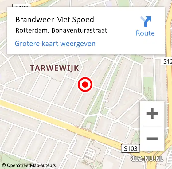 Locatie op kaart van de 112 melding: Brandweer Met Spoed Naar Rotterdam, Bonaventurastraat op 26 december 2020 02:13