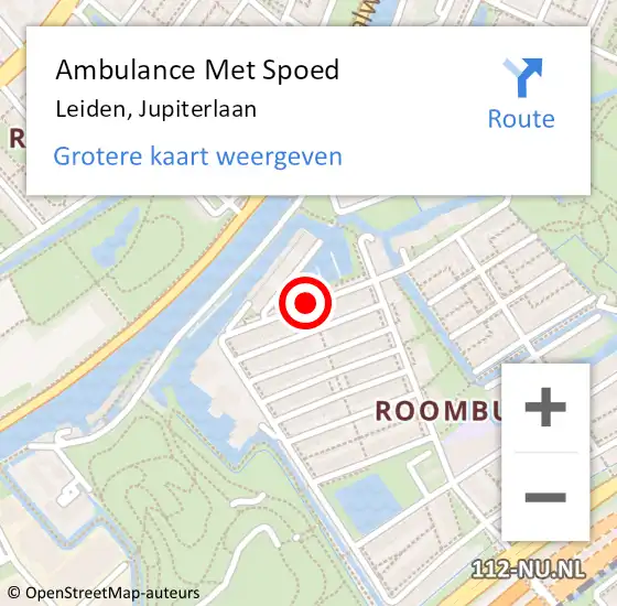 Locatie op kaart van de 112 melding: Ambulance Met Spoed Naar Leiden, Jupiterlaan op 26 december 2020 02:47
