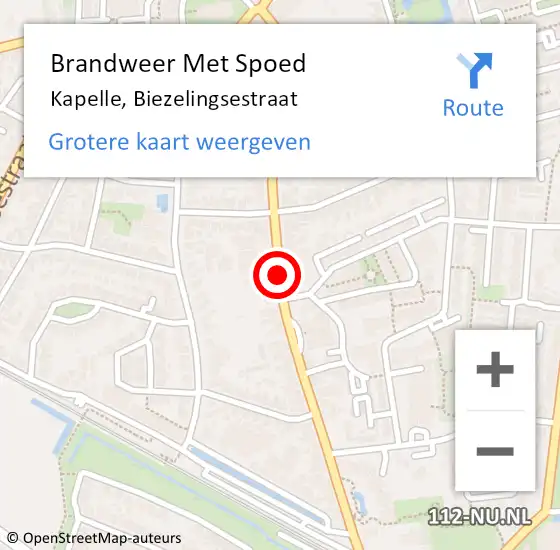 Locatie op kaart van de 112 melding: Brandweer Met Spoed Naar Kapelle, Biezelingsestraat op 26 december 2020 03:39