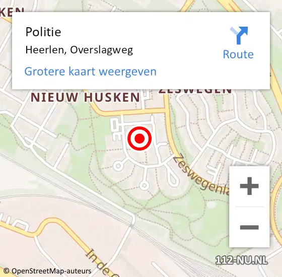 Locatie op kaart van de 112 melding: Politie Heerlen, Overslagweg op 26 december 2020 08:15