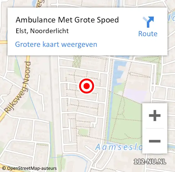 Locatie op kaart van de 112 melding: Ambulance Met Grote Spoed Naar Elst, Noorderlicht op 26 december 2020 10:54