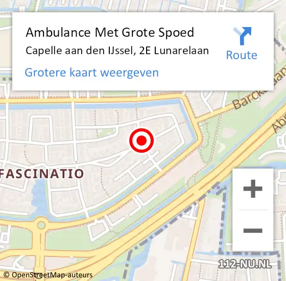 Locatie op kaart van de 112 melding: Ambulance Met Grote Spoed Naar Capelle aan den IJssel, 2E Lunarelaan op 26 december 2020 16:00
