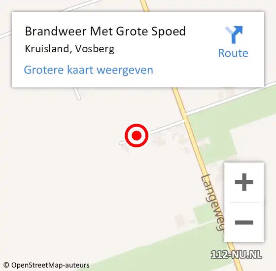 Locatie op kaart van de 112 melding: Brandweer Met Grote Spoed Naar Kruisland, Vosberg op 26 december 2020 17:11