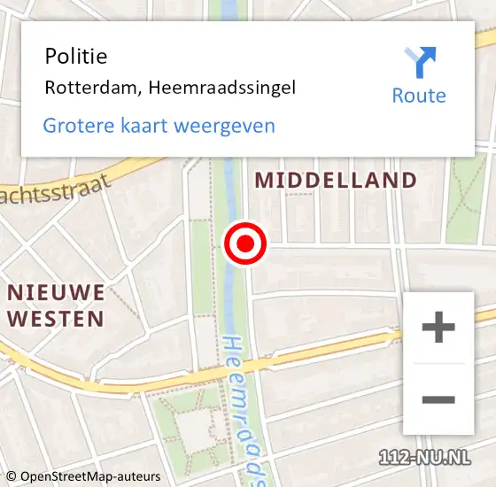 Locatie op kaart van de 112 melding: Politie Rotterdam, Heemraadssingel op 26 december 2020 17:15