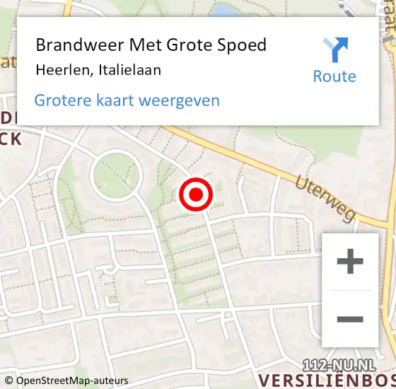 Locatie op kaart van de 112 melding: Brandweer Met Grote Spoed Naar Heerlen, Italielaan op 26 december 2020 17:46