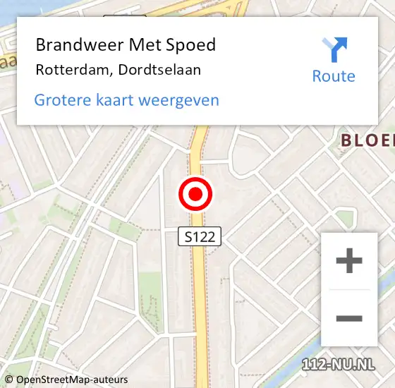 Locatie op kaart van de 112 melding: Brandweer Met Spoed Naar Rotterdam, Dordtselaan op 26 december 2020 18:00