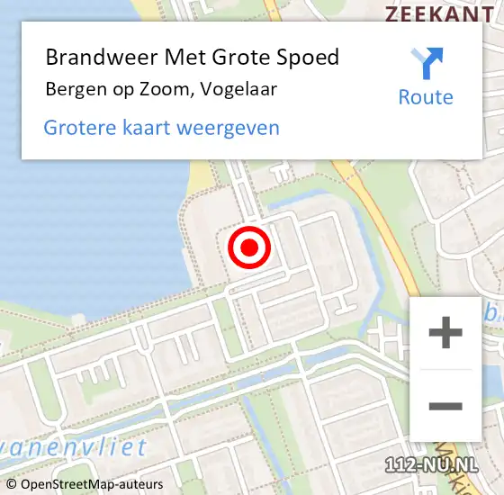 Locatie op kaart van de 112 melding: Brandweer Met Grote Spoed Naar Bergen op Zoom, Vogelaar op 26 december 2020 18:40