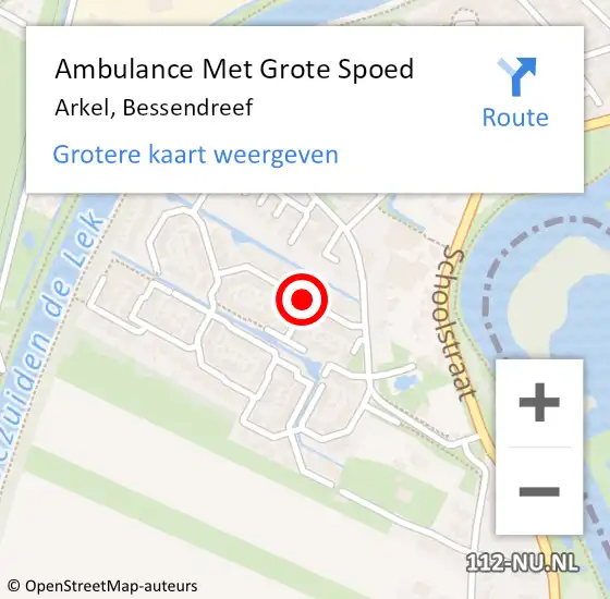 Locatie op kaart van de 112 melding: Ambulance Met Grote Spoed Naar Arkel, Bessendreef op 26 december 2020 19:07