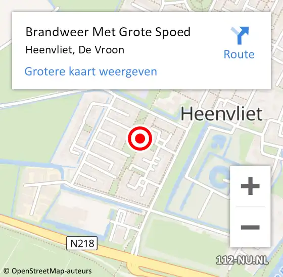 Locatie op kaart van de 112 melding: Brandweer Met Grote Spoed Naar Heenvliet, De Vroon op 26 december 2020 19:39