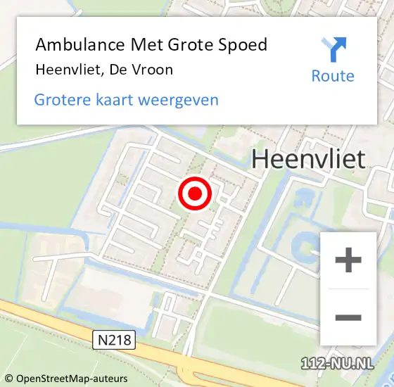 Locatie op kaart van de 112 melding: Ambulance Met Grote Spoed Naar Heenvliet, De Vroon op 26 december 2020 19:59