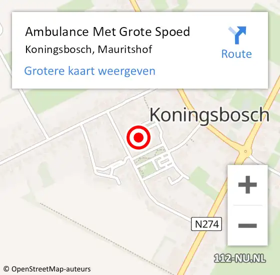 Locatie op kaart van de 112 melding: Ambulance Met Grote Spoed Naar Koningsbosch, Mauritshof op 28 mei 2014 16:17