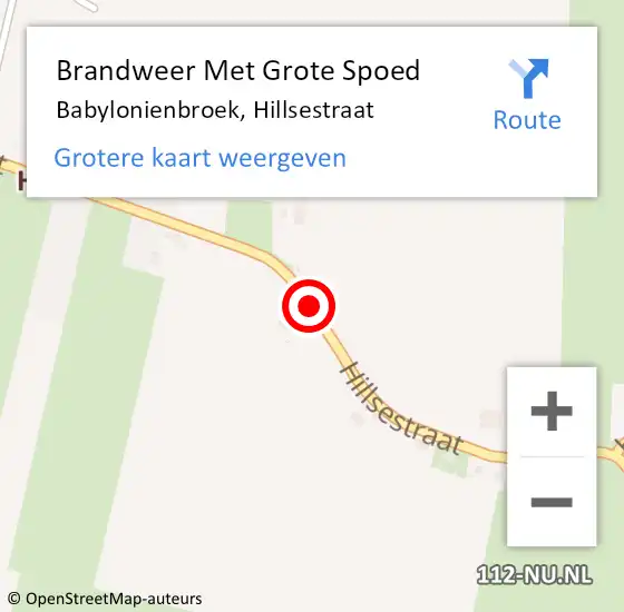 Locatie op kaart van de 112 melding: Brandweer Met Grote Spoed Naar Babyloniënbroek, Hillsestraat op 26 december 2020 20:18