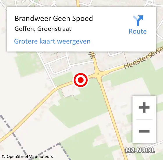 Locatie op kaart van de 112 melding: Brandweer Geen Spoed Naar Geffen, Groenstraat op 26 december 2020 20:39