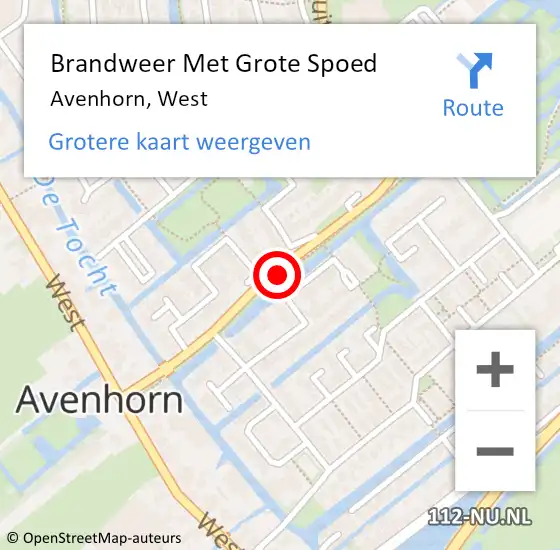 Locatie op kaart van de 112 melding: Brandweer Met Grote Spoed Naar Avenhorn, West op 27 december 2020 00:05