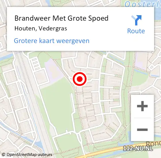 Locatie op kaart van de 112 melding: Brandweer Met Grote Spoed Naar Houten, Vedergras op 27 december 2020 01:15